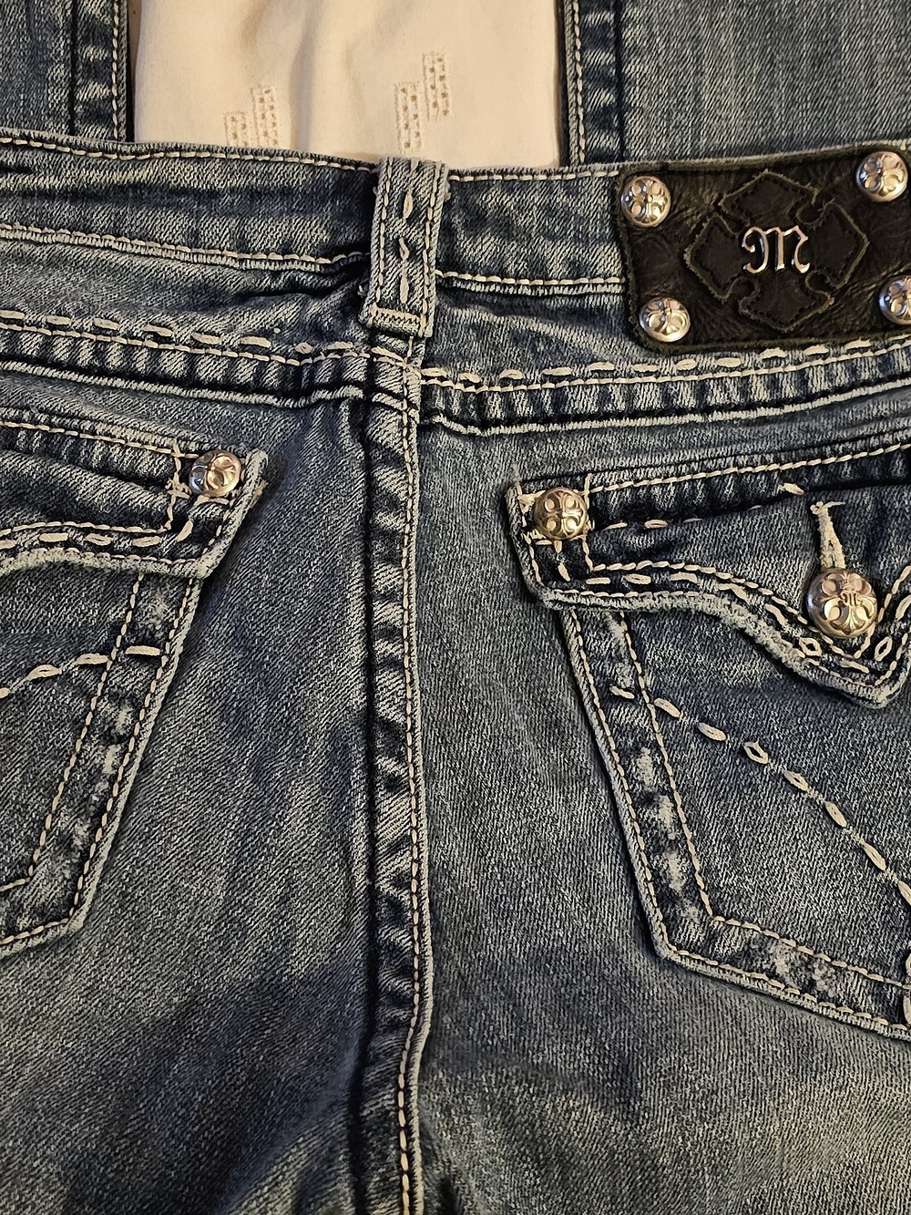 Miss Me Women's Blue Denim Jeans with Embellished Pockets